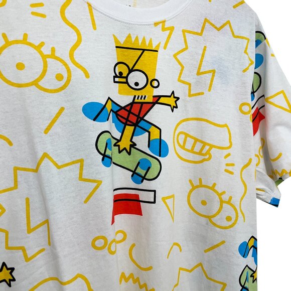 Bart Simpson Skateboarding Abstract Graphic T-Shirt Large - Picture 3 of 8